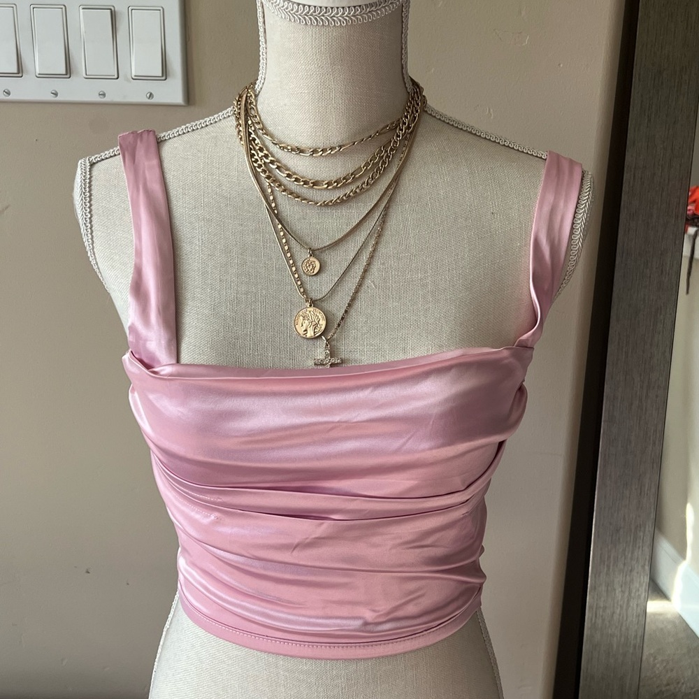 Fashion nova pink satin top